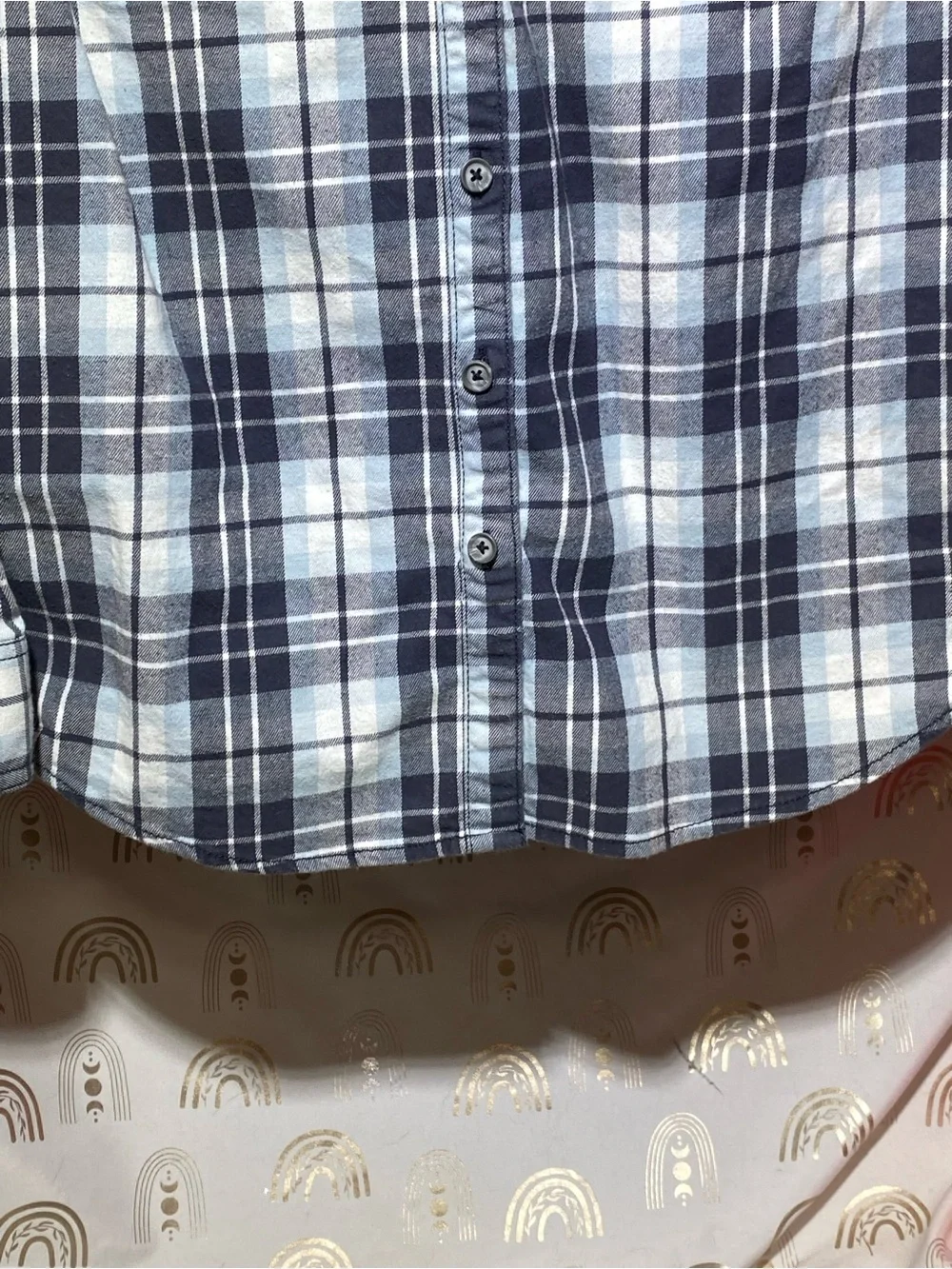 Classic Plaid Button-Down Shirt - Navy & White